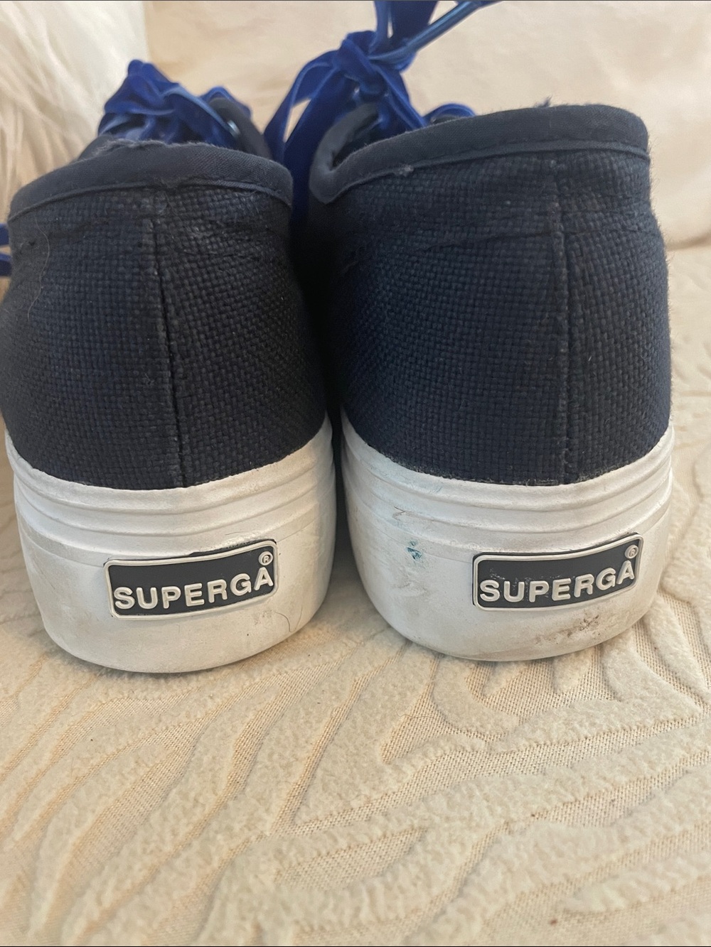 Superga Women’s Dark Blue Platform Canvas Low-Top Sneakers